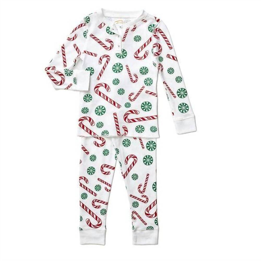 NEW PETIDOUX boy's candy cane pima christmas pajama in multi
